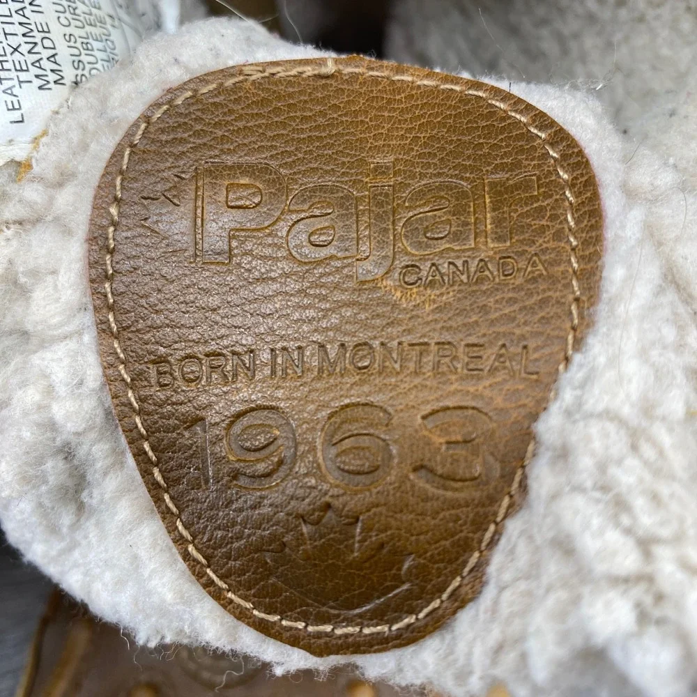 Pajar Canada Winter Boots Womens 8-8.5 Brown Leather Suede Shearling Lined Zip